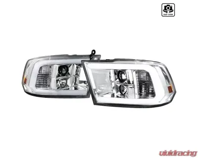 Spec-D LED C-Bar Projector Headlights (Chrome Housing/Clear Lens) Ram 1500 | 2500 | 3500 2009-2024 - 2LHP-RAM09-G2-TM