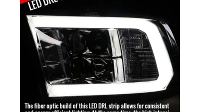 Spec-D LED C-Bar Projector Headlights (Chrome Housing/Clear Lens) Ram 1500 | 2500 | 3500 2009-2024                                     - 2LHP-RAM09-G2-TM - Image 2