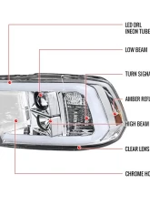 Spec-D LED C-Bar Projector Headlights (Chrome Housing/Clear Lens) Ram 1500 | 2500 | 3500 2009-2024                                     - 2LHP-RAM09-G2-TM - Image 9