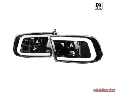 Spec-D LED C-Bar Projector Headlights (Jet Black Housing/Clear Lens) Ram 1500 | 2500 | 3500 2009-2024 - 2LHP-RAM09BK-G2-TM