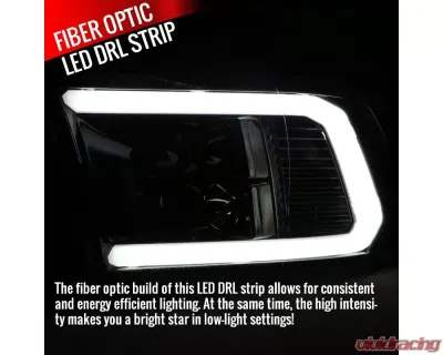 Spec-D LED C-Bar Projector Headlights (Jet Black Housing/Clear Lens) Ram 1500 | 2500 | 3500 2009-2024 - 2LHP-RAM09BK-G2-TM