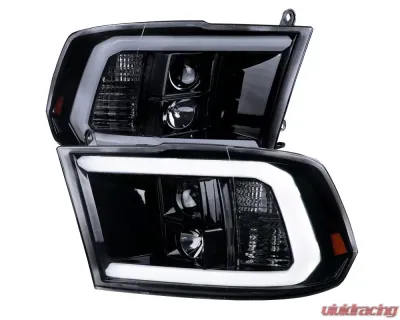 Spec-D LED C-Bar Projector Headlights (Glossy Black Housing/Smoked Lens) Ram 1500 | 2500 | 3500 2009-2024 - 2LHP-RAM09G-G2-TM