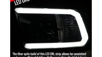Spec-D LED C-Bar Projector Headlights (Glossy Black Housing/Smoked Lens) Ram 1500 | 2500 | 3500 2009-2024                                     - 2LHP-RAM09G-G2-TM - Image 2