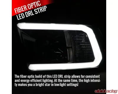 Spec-D LED C-Bar Projector Headlights (Glossy Black Housing/Smoked Lens) Ram 1500 | 2500 | 3500 2009-2024 - 2LHP-RAM09G-G2-TM