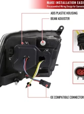 Spec-D Switchback Sequential LED C-Bar Projector Headlights (Matte Black Housing/Clear Lens) Ram 1500 | 2500 | 3500 2009-2024                                     - 2LHP-RAM09JM-SQ-RS - Image 8