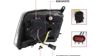 Spec-D Switchback Sequential LED C-Bar Projector Headlights (Matte Black Housing/Clear Lens) Ram 1500 | 2500 | 3500 2009-2024                                     - 2LHP-RAM09JM-SQ-RS - Image 8