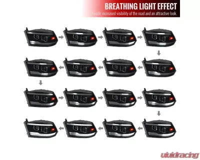 Spec-D Switchback Sequential Projector Headlights (Matte Black Housing/Smoked Lens) Ram 1500 | 2500 | 3500 2009-2024 - 2LHP-RAM09SMG7-SQ-RS
