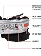 Spec-D Switchback Sequential LED Turn Signal Projector Headlights (Chrome Housing/Clear Lens) Dodge Ram 1500 2019-2024                                     - 2LHP-RAM1915-SQ-RS - Image 10
