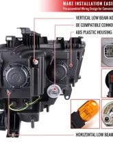 Spec-D LED Tube Projector Headlights (Glossy Black Housing/Smoked Lens) Dodge Ram 2019-2024                                     - 2LHP-RAM1925G-TM - Image 8