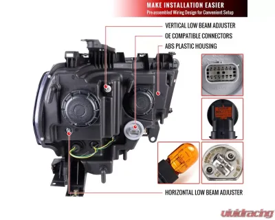 Spec-D LED Tube Projector Headlights (Glossy Black Housing/Smoked Lens) Dodge Ram 2019-2024 - 2LHP-RAM1925G-TM