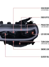 Spec-D LED Tube Projector Headlights (Glossy Black Housing/Smoked Lens) Dodge Ram 2019-2024                                     - 2LHP-RAM1925G-TM - Image 9