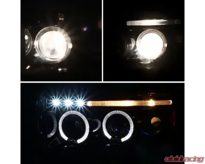 Spec-D Dual Halo Projector Headlights (Jet Black Housing/Clear Lens) Dodge Ram 1994-2001 - 2LHP-RAM94BK-TM