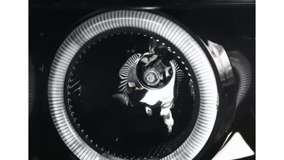 Spec-D Dual Halo Projector Headlights (Jet Black Housing/Clear Lens) Dodge Ram 1994-2001                                     - 2LHP-RAM94BK-TM - Image 3