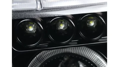 Spec-D Dual Halo Projector Headlights (Jet Black Housing/Clear Lens) Dodge Ram 1994-2001                                     - 2LHP-RAM94BK-TM - Image 5