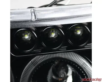 Spec-D Dual Halo Projector Headlights (Jet Black Housing/Clear Lens) Dodge Ram 1994-2001 - 2LHP-RAM94BK-TM