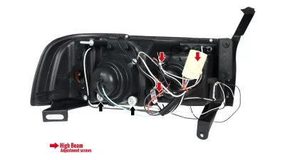 Spec-D Dual Halo Projector Headlights (Jet Black Housing/Clear Lens) Dodge Ram 1994-2001                                     - 2LHP-RAM94BK-TM - Image 8