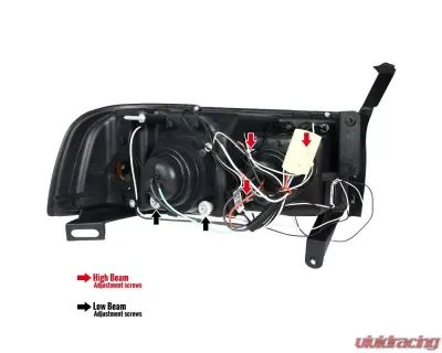 Spec-D Dual Halo Projector Headlights (Jet Black Housing/Clear Lens) Dodge Ram 1994-2001 - 2LHP-RAM94BK-TM