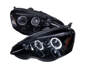 Spec-D Dual Halo Projector Headlights (Glossy Black Housing/Smoke Lens) Acura RSX  2002-2004