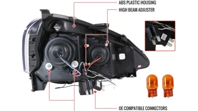 Spec-D Dual Halo Projector Headlights (Glossy Black Housing/Smoked Lens) Acura RSX 2002-2004                                     - 2LHP-RSX02G-TM - Image 8