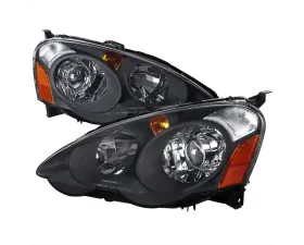 Spec-D Retro Style Projector Headlights w/ Amber Reflectors (Matte Black Housing/Clear Lens) Acura RSX  2002-2004
