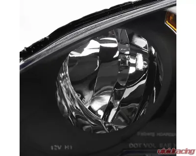 Spec-D Retro Style Projector Headlights w/ Amber Reflectors (Matte Black Housing/Clear Lens) Acura RSX 2002-2004 - 2LHP-RSX02JM-RS