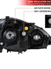 Spec-D Retro Style Projector Headlights w/ Amber Reflectors (Matte Black Housing/Clear Lens) Acura RSX 2002-2004                                     - 2LHP-RSX02JM-RS - Image 8