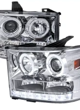 Spec-D Dual Halo Projector Headlights (Chrome Housing/Clear Lens) GMC Sierra 2007-2014                                     - 2LHP-SIE07-TM - Image 10