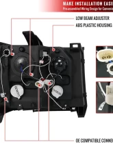 Spec-D Dual Halo Projector Headlights (Chrome Housing/Clear Lens) GMC Sierra 2007-2014                                     - 2LHP-SIE07-TM - Image 9