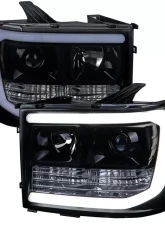Spec-D LED C-Bar Projector Headlights (Glossy Black Housing/Smoked Lens) GMC Sierra 2007-2014                                     - 2LHP-SIE07G-G2-TM - Image 10