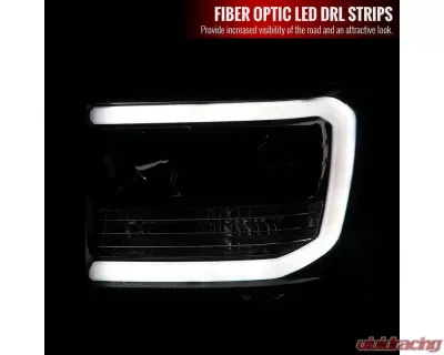 Spec-D LED C-Bar Projector Headlights (Glossy Black Housing/Smoked Lens) GMC Sierra 2007-2014 - 2LHP-SIE07G-G2-TM