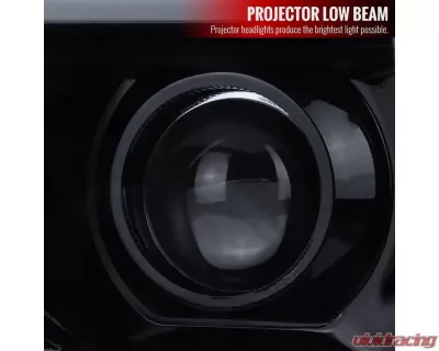 Spec-D LED C-Bar Projector Headlights (Glossy Black Housing/Smoked Lens) GMC Sierra 2007-2014 - 2LHP-SIE07G-G2-TM