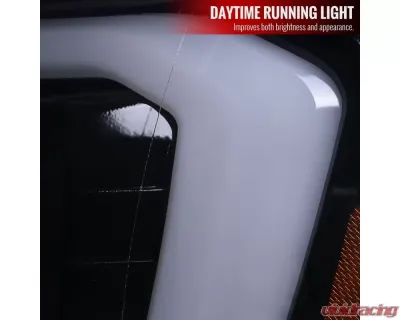 Spec-D LED C-Bar Projector Headlights (Glossy Black Housing/Smoked Lens) GMC Sierra 2007-2014 - 2LHP-SIE07G-G2-TM