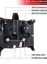 Spec-D LED C-Bar Projector Headlights (Glossy Black Housing/Smoked Lens) GMC Sierra 2007-2014                                     - 2LHP-SIE07G-G2-TM - Image 8