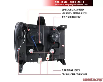 Spec-D LED C-Bar Projector Headlights (Glossy Black Housing/Smoked Lens) GMC Sierra 2007-2014 - 2LHP-SIE07G-G2-TM