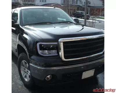 Spec-D LED C-Bar Projector Headlights (Glossy Black Housing/Smoked Lens) GMC Sierra 2007-2014 - 2LHP-SIE07G-G2-TM