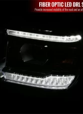 Spec-D LED Light Strip Projector Headlights (Chrome Housing/Clear Lens) GMC Sierra 2014-2019                                     - 2LHP-SIE14-DRL-GO - Image 2