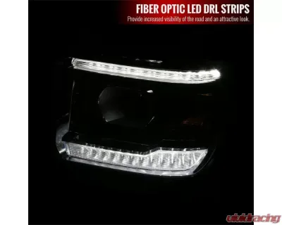 Spec-D LED Light Strip Projector Headlights (Chrome Housing/Clear Lens) GMC Sierra 2014-2019 - 2LHP-SIE14-DRL-GO