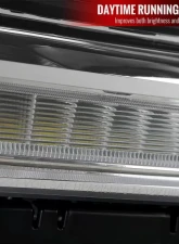 Spec-D LED Light Strip Projector Headlights (Chrome Housing/Clear Lens) GMC Sierra 2014-2019                                     - 2LHP-SIE14-DRL-GO - Image 4