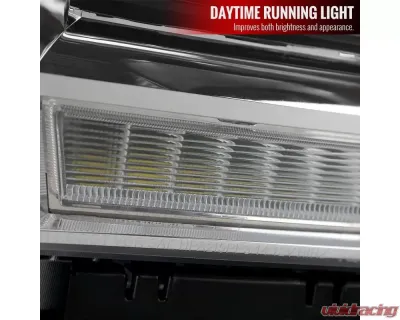 Spec-D LED Light Strip Projector Headlights (Chrome Housing/Clear Lens) GMC Sierra 2014-2019 - 2LHP-SIE14-DRL-GO