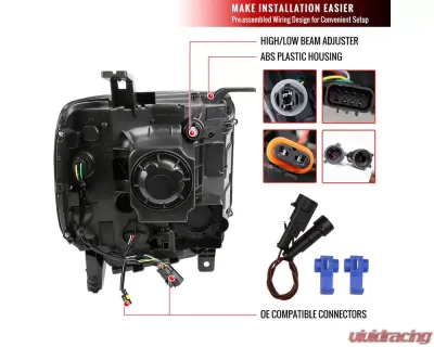 Spec-D LED Light Strip Projector Headlights (Chrome Housing/Clear Lens) GMC Sierra 2014-2019 - 2LHP-SIE14-DRL-GO