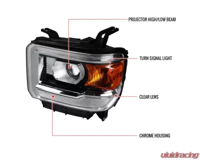 Spec-D HD Projector Headlights (Chrome Housing/Clear Lens) GMC Sierra 2014-2019 - 2LHP-SIE14-GO