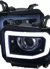 Spec-D LED Bar Projector Headlights w/ LED Turn Signals Lights (Glossy Black Housing/Smoked Lens) GMC Sierra 2014-2019                                     - 2LHP-SIE14G-TM - Image 10