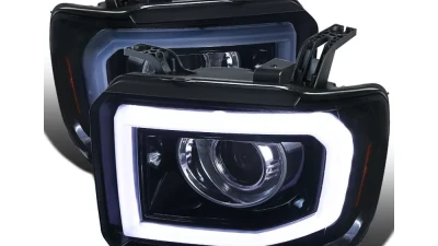 Spec-D LED Bar Projector Headlights w/ LED Turn Signals Lights (Glossy Black Housing/Smoked Lens) GMC Sierra 2014-2019                                     - 2LHP-SIE14G-TM - Image 10