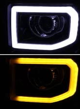 Spec-D LED Bar Projector Headlights w/ LED Turn Signals Lights (Glossy Black Housing/Smoked Lens) GMC Sierra 2014-2019                                     - 2LHP-SIE14G-TM - Image 2