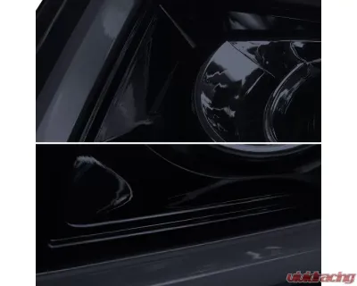 Spec-D LED Bar Projector Headlights w/ LED Turn Signals Lights (Glossy Black Housing/Smoked Lens) GMC Sierra 2014-2019 - 2LHP-SIE14G-TM