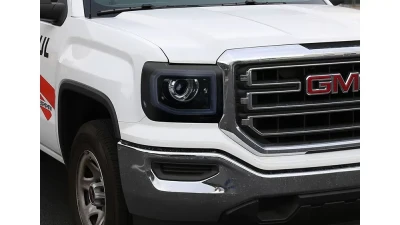 Spec-D LED Bar Projector Headlights w/ LED Turn Signals Lights (Glossy Black Housing/Smoked Lens) GMC Sierra 2014-2019                                     - 2LHP-SIE14G-TM - Image 10