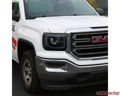 Spec-D LED Bar Projector Headlights w/ LED Turn Signals Lights (Glossy Black Housing/Smoked Lens) GMC Sierra 2014-2019 - 2LHP-SIE14G-TM