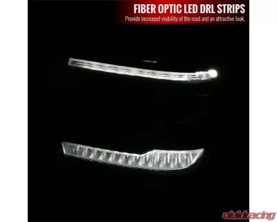 Spec-D LED Light Strip Projector Headlights (Matte Black Housing/Clear Lens) GMC Sierra 2014-2019 - 2LHP-SIE14JM-DRL-GO