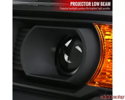 Spec-D LED Light Strip Projector Headlights (Matte Black Housing/Clear Lens) GMC Sierra 2014-2019 - 2LHP-SIE14JM-DRL-GO