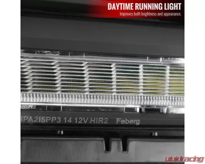 Spec-D LED Light Strip Projector Headlights (Matte Black Housing/Clear Lens) GMC Sierra 2014-2019 - 2LHP-SIE14JM-DRL-GO